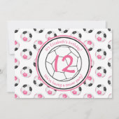 roze zwarte voetballen verjaardagscène kaart (Achterkant)