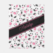 roze zwarte voetballen voor meisjes fleece deken (Voorkant)