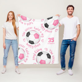 roze zwarte voetbalveld mijn gelukkige plaatstipog fleece deken