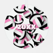 Roze zwarte volleyballen Een atleet naam Keepsake Metalen Ornament (Achterkant)