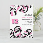 Roze zwarte volleyballen Meisjes verjaardag Kaart (Staand voorkant)