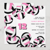 Roze zwarte volleyballen Meisjes verjaardag Kaart (Voorkant / Achterkant)