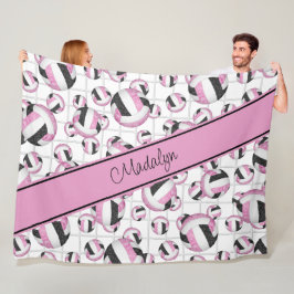 Roze zwarte volleyballetnetje fleece deken