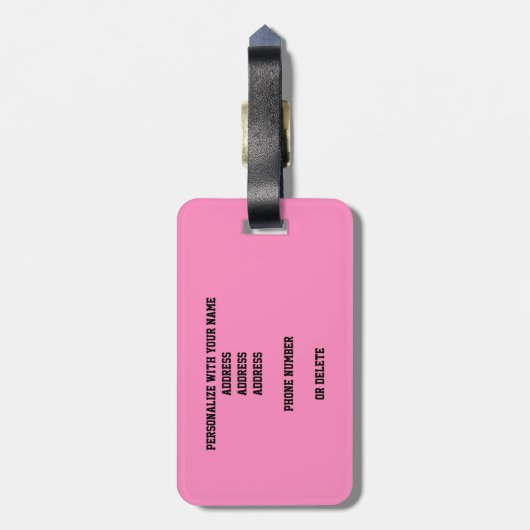 roze zwarte volleybaltas met monogrammen bagagelabel (Achterkant verticaal)