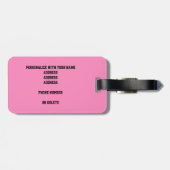 roze zwarte volleybaltas met monogrammen bagagelabel (Achterkant horizontaal)