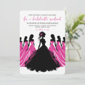 Roze & Zwarte vrijgezellenfeest Kaart (Staand voorkant)