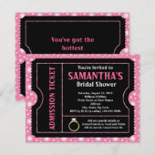 Roze/Zwarte Vrijgezellenfeest Ticket Invitation Kaart (Voorkant / Achterkant)