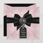 Roze Zwarte Vrouwen Verjaardagsfeest Kaart (Voorkant / Achterkant)