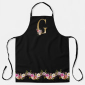 Roze zwarte Waterverf Floral Gold Tone Monogram G Schort (Voorkant)