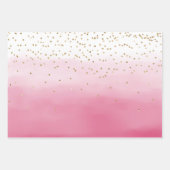 Roze zwarte Waterverf Gold Glitz Sparkle Inpakpapier Vel (Voorkant 2)
