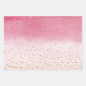 Roze zwarte Waterverf Gold Glitz Sparkle Inpakpapier Vel (Voorkant)
