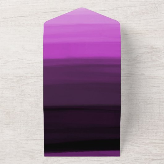 Roze zwarte Waterverf Minimale moderne bruiloft All In One Uitnodiging (Buitenkant)