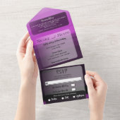 Roze zwarte Waterverf Minimale moderne bruiloft All In One Uitnodiging (Afscheurbaar)