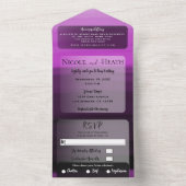 Roze zwarte Waterverf Minimale moderne bruiloft All In One Uitnodiging (Binnen)
