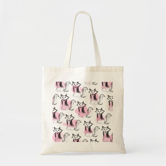 Roze zwarte waterverf penseeldruppels schattige ka tote bag (Voorkant)