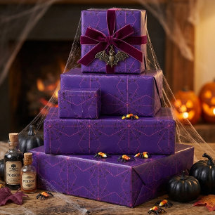Roze Zwarte Weduwe Spinnenweb Kunst Halloween Patr Cadeaupapier