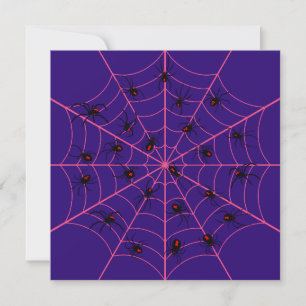 Roze Zwarte Weduwe Spinnenweb Kunst Halloween Patr Kaart