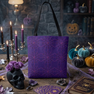 Roze Zwarte Weduwe Spinnenweb Kunst Halloween Patr Tote Bag