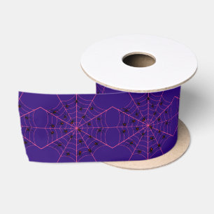 Roze Zwarte Weduwe Spinneweb Kunst Halloween Patro Satijnen Lint