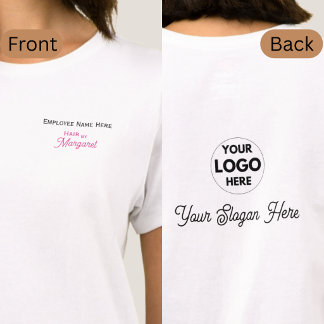 Roze Zwarte Werknemersnaam Logo Kapsalon T-shirt