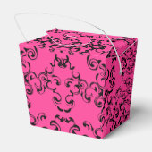 Roze zwarte wervelende gotische bruiloft bedankdoosjes (Achterkant)