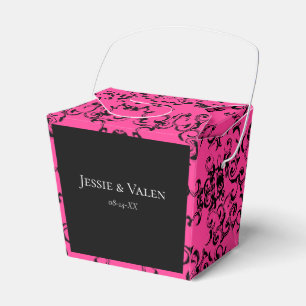 Roze zwarte wervelende gotische bruiloft bedankdoosjes