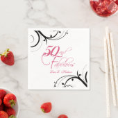 Roze zwarte wervelingen 50e en fantastisch! Birthd Servet (Insitu)