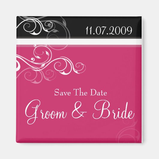 Roze & zwarte wervelingen magneet (Voorkant)