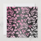 Roze/Zwarte Werveltje Roos Sweet 16 Verjaardag Uit Kaart (Achterkant)