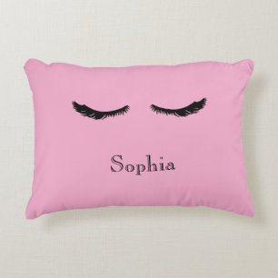 Roze zwarte wimpers Glam Accent Kussen