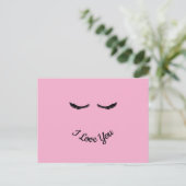 Roze zwarte wimpers Glam gepersonaliseerd Briefkaart (Staand voorkant)