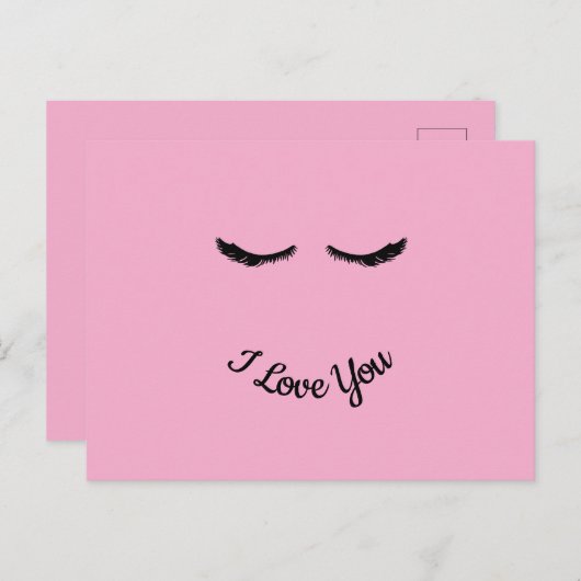 Roze zwarte wimpers Glam gepersonaliseerd Briefkaart (Voorkant / Achterkant)