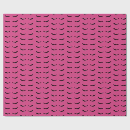 Roze Zwarte Wimpers Glam Verjaardag Cadeaupapier (Vlak)