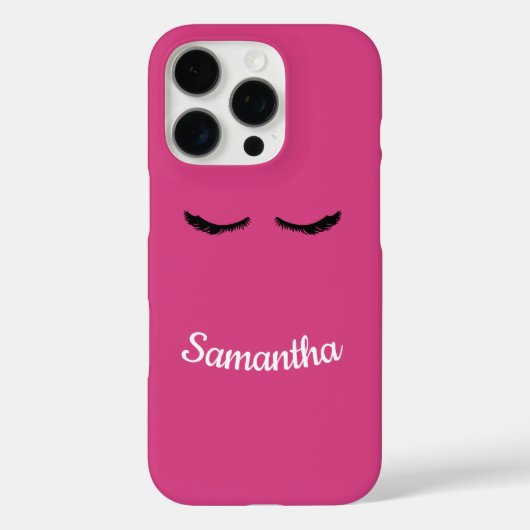Roze Zwarte Wimpers Glam Verjaardag Case-Mate iPhone Case (Achterkant)