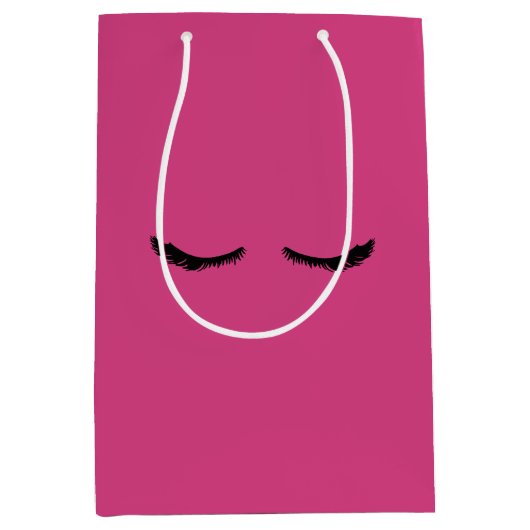 Roze Zwarte Wimpers Glam Verjaardag Medium Cadeauzakje (Voorkant)