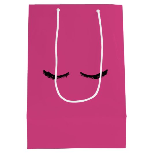 Roze Zwarte Wimpers Glam Verjaardag Medium Cadeauzakje (Achterkant)