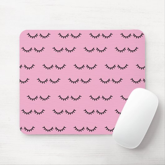 Roze Zwarte Wimpers Muismat (Met muis)