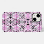 Roze zwarte witte Abstracte Curvy Herhalingspatroo Case-Mate iPhone Case (Achterkant (horizontaal))