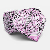 Roze zwarte witte Abstracte Curvy Herhalingspatroo Stropdas (Opgerold)