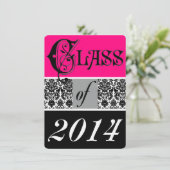 Roze, zwarte, witte Afstuderen Kaart (Staand voorkant)