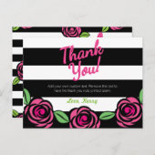 Roze, zwarte, witte, bedankt kaarten (Voorkant / Achterkant)