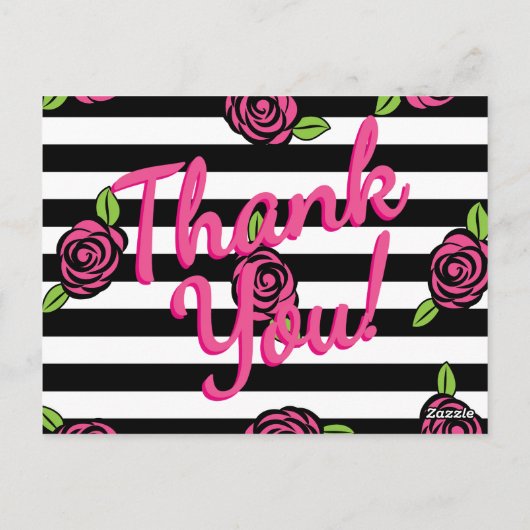 Roze, zwarte, witte, bedankt kaarten (Achterkant)