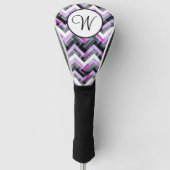 Roze zwarte witte Chevron getextureerd monogram Golfheadcover (Voorkant)
