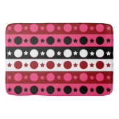 Roze Zwarte Witte Cirkel Sterren Stripes Design Badmat (Voorkant)