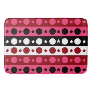 Roze Zwarte Witte Cirkel Sterren Stripes Design Badmat