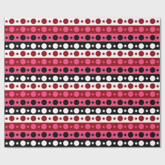 Roze Zwarte Witte Cirkel Sterren Stripes Design Cadeaupapier