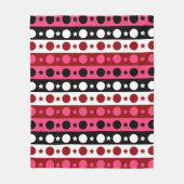 Roze Zwarte Witte Cirkel Sterren Stripes Design Fleece Deken (Voorkant)