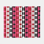 Roze Zwarte Witte Cirkel Sterren Stripes Design Fleece Deken (Voorkant (Horizontaal))