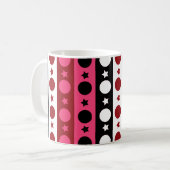 Roze Zwarte Witte Cirkel Sterren Stripes Design Koffiemok (Voorkant links)