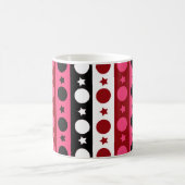 Roze Zwarte Witte Cirkel Sterren Stripes Design Koffiemok (Center)
